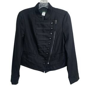 J. Crew Womens Sz 4 Jacket Black Moto Military Band Parade Preppy Circus